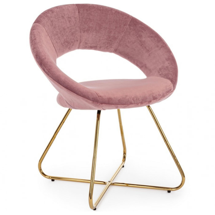 Poltroncina VANITY ORO velluto rosa