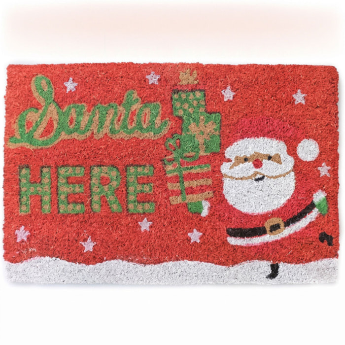Zerbino natalizio Santa Here in cocco e PVC - Multicolore