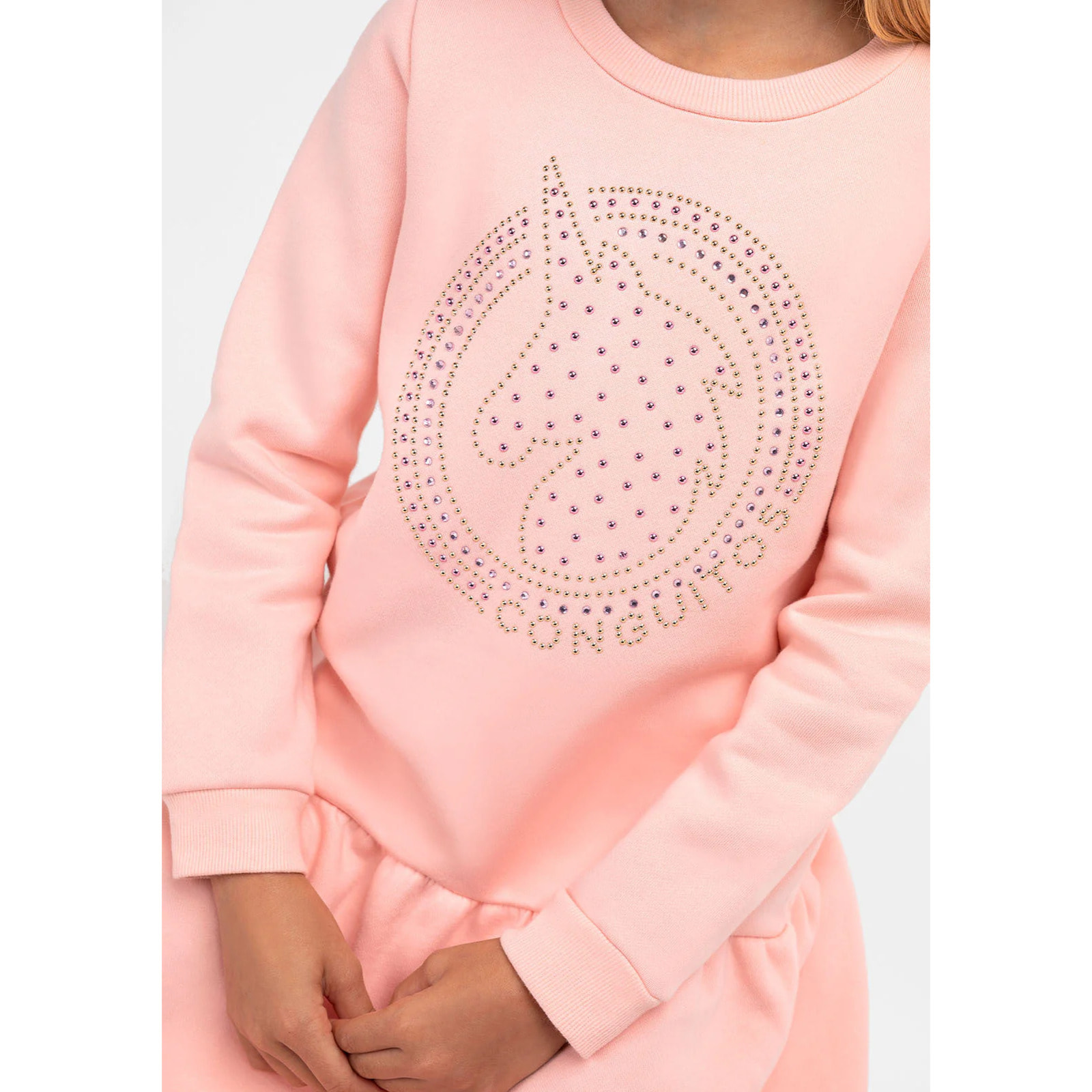 Vestido Sudadera Unicornio Strass Rosa Niña