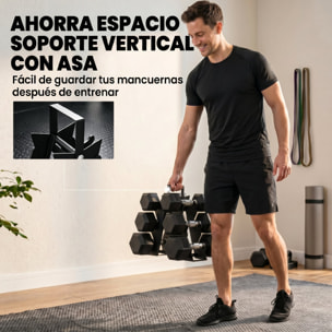 Juego de Mancuernas de 6 Piezas 36 kg, Mancuernas Hexagonales 2x4kg, 2x6kg, 2x8kg, con Soporte Almacenamiento, Recubrimiento de Goma y Mango Antideslizante para Entrenamiento en Casa Gimnasio
