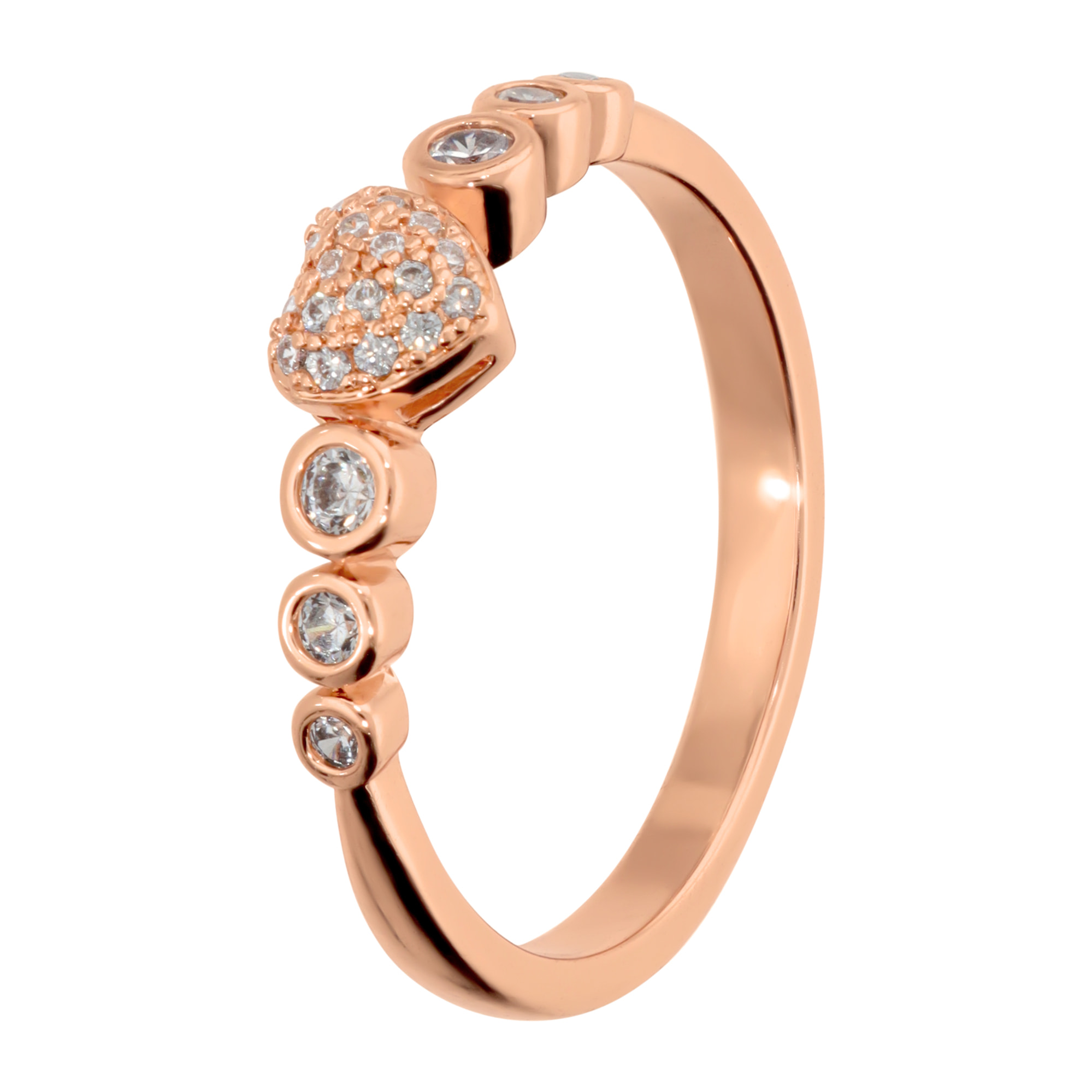 Anello Cuore con Pavé e Punti Luce in Cubic Zirconia