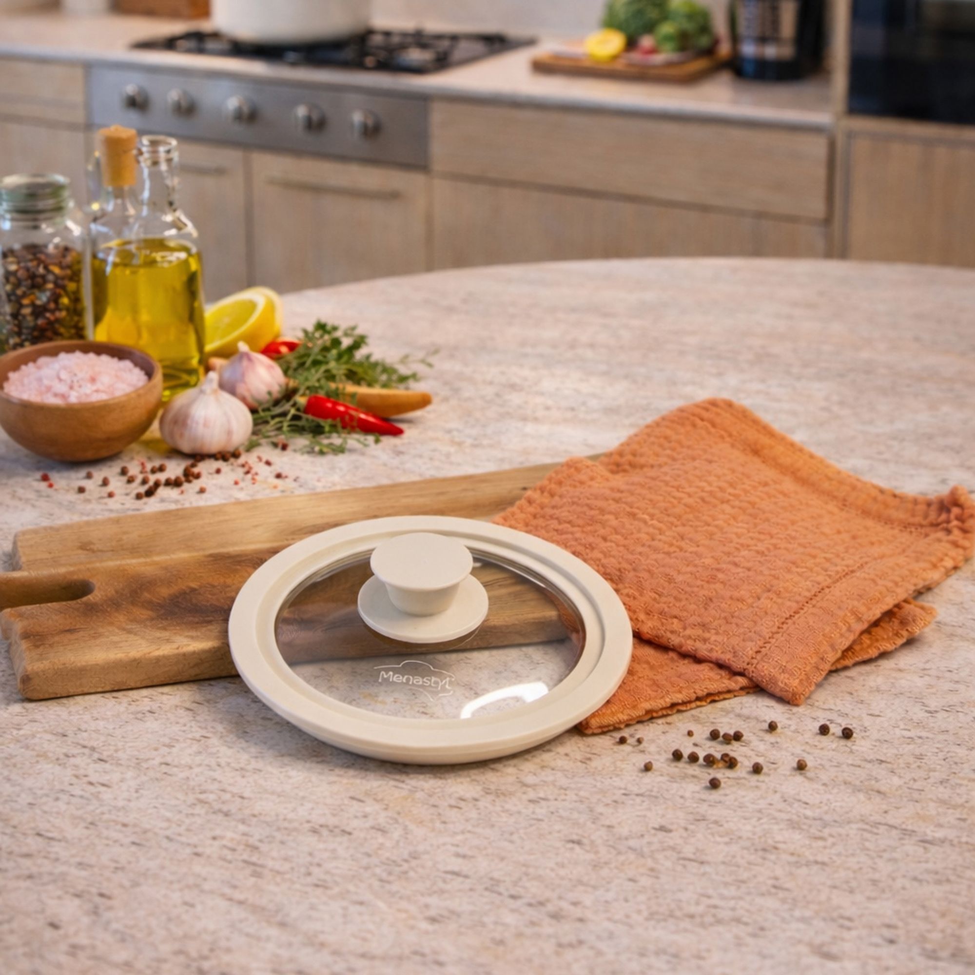 Couvercle multi-taille de 16 cm à 20 cm en verre trempé et silicone