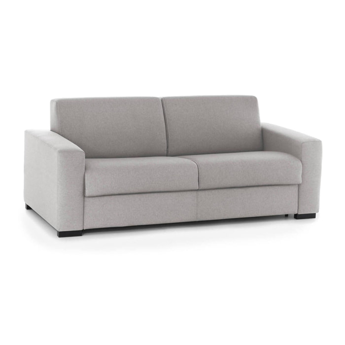 Divano Letto Aliana, Divano a 3 posti, 100% Made in Italy, Sofà Soggiorno con apertura girevole, in tessuto imbottito, con Braccioli standard, Cm 220x95h90, Grigio