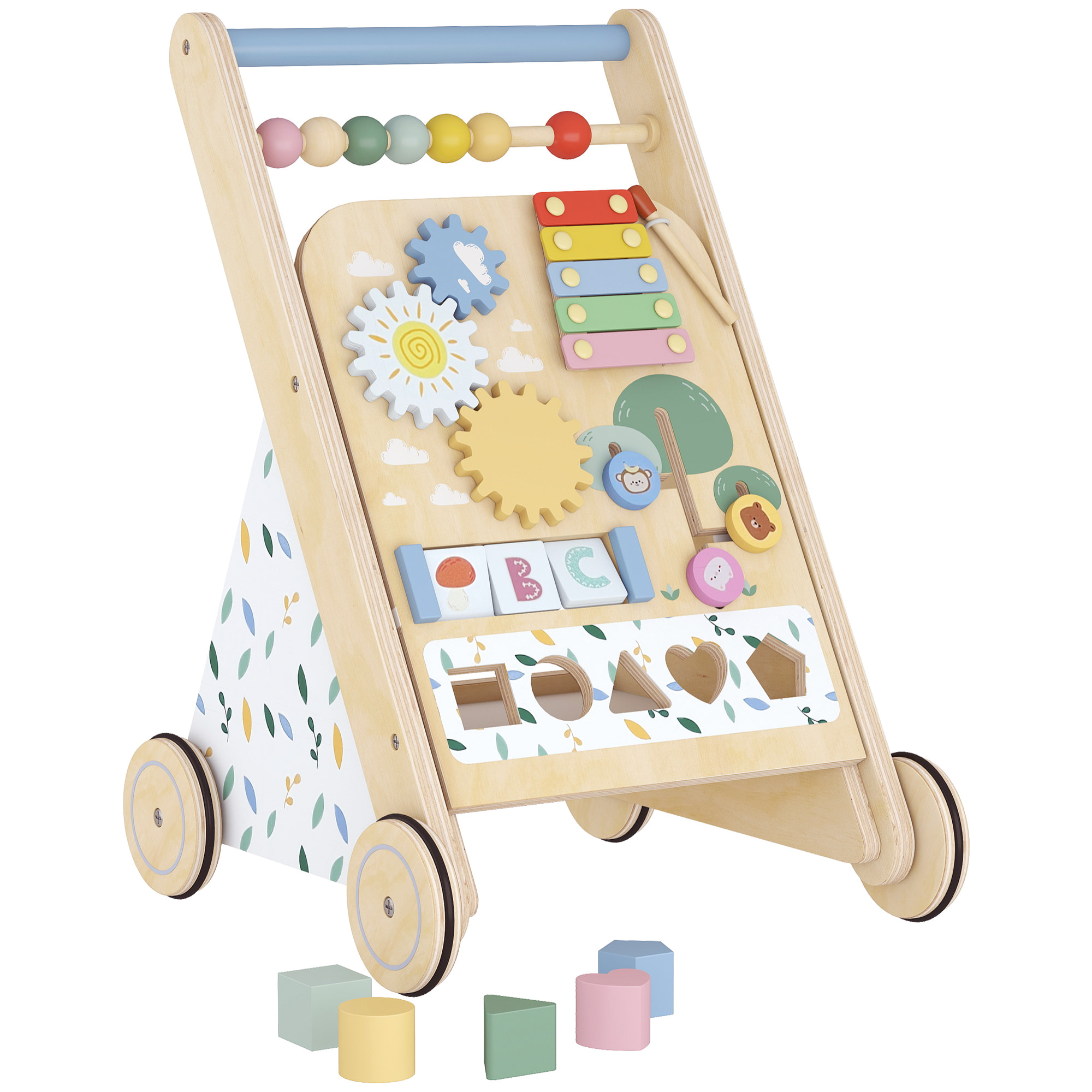 Chariot de marche multi-activités bois - trotteur bois - modèle natural fun
