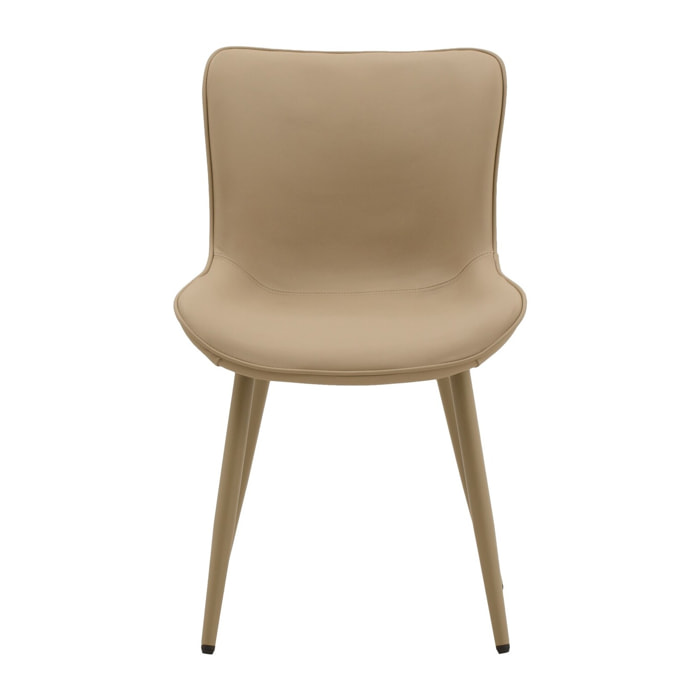 Set di 2 sedie KUDI CHIN in similpelle beige e gambe in metallo beige