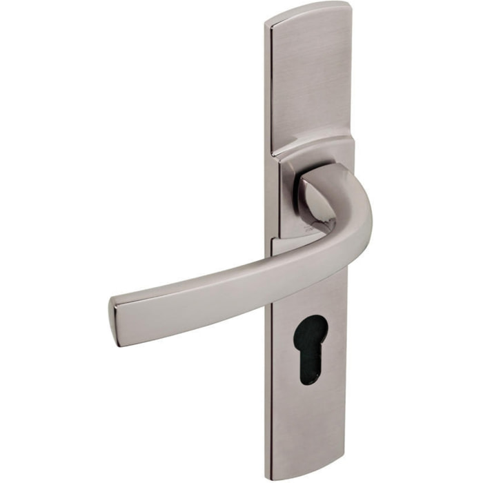 Ensemble de porte sur plaque Muze BEZAULT - Entraxe 195mm - Chrome velours - Clé I - 4075/6391