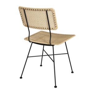 Lot de 2 chaises en rotin et pieds en métal noir - Borga