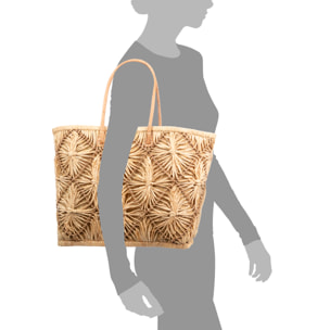 Vigonovo borsa shopper donna. Realizzata in rafia e paglia, con manici in pelle.