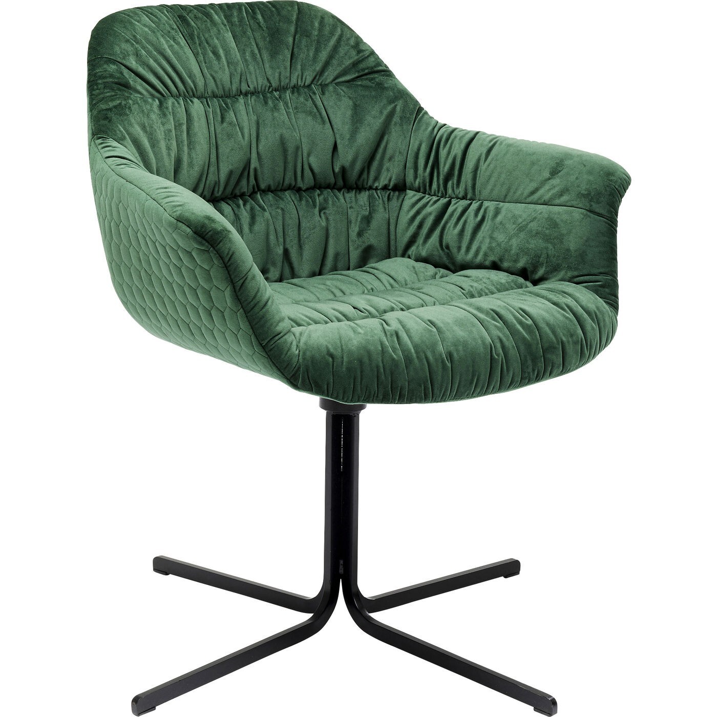 Chaise avec accoudoirs pivotante Colmar velours vert Kare Design