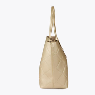 Shopper effetto pelle monogramma con logo ovale pendente