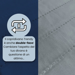 COPRIDIVANO TRENDY, Waterproof, Microfibra, No Stiro, Doubleface - BLU SCURO/GRIGIO CHIARO