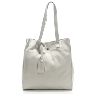 Borse Donna colore Argentato-in pelle Made in Italy 34x28x12cm