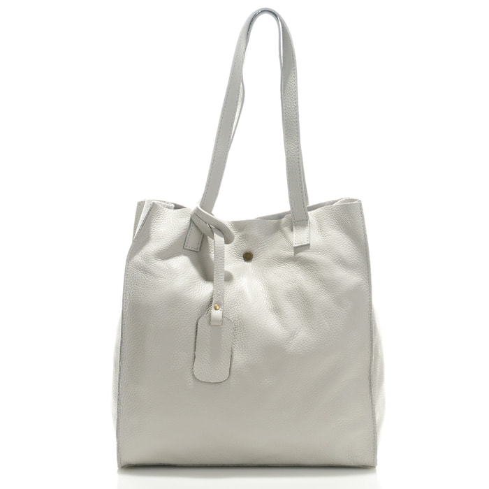 Borse Donna colore Argentato-in pelle Made in Italy 34x28x12cm