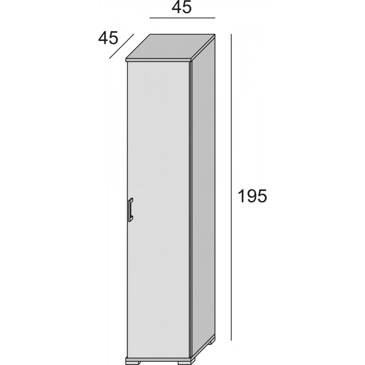 Armadio multiuso Aquilegia, Mobile lineare a 1 Anta battenti e 4 ripiani regolabili, Mobile a colonna per bagno, 100% Made in Italy, Cm 45x45h195, Bianco