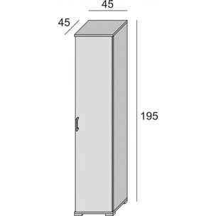 Armadio multiuso Aquilegia, Mobile lineare a 1 Anta battenti e 4 ripiani regolabili, Mobile a colonna per bagno, 100% Made in Italy, Cm 45x45h195, Bianco