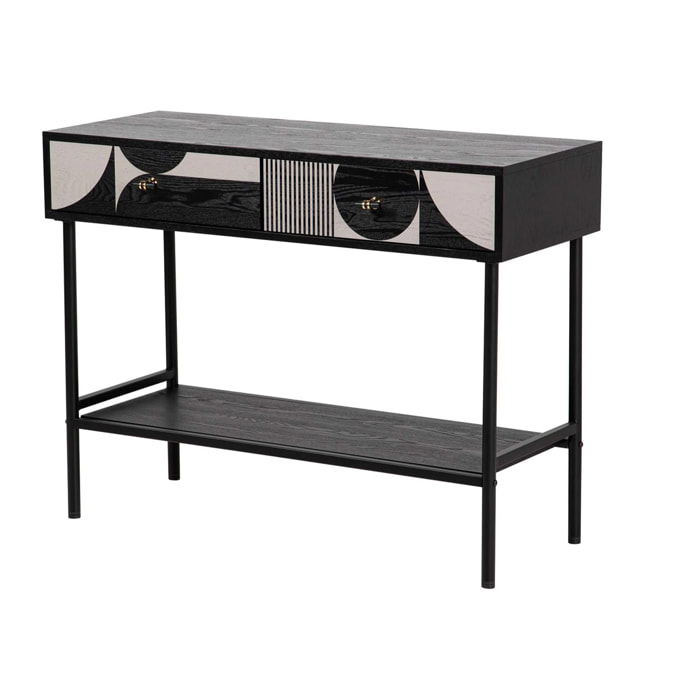 Consola Mdf Metal Negro Blanco 100x40x77 Cm