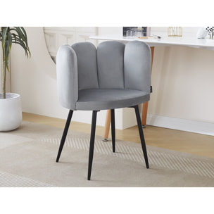 Lot de 2 chaises en velours "Capucine" - Gris