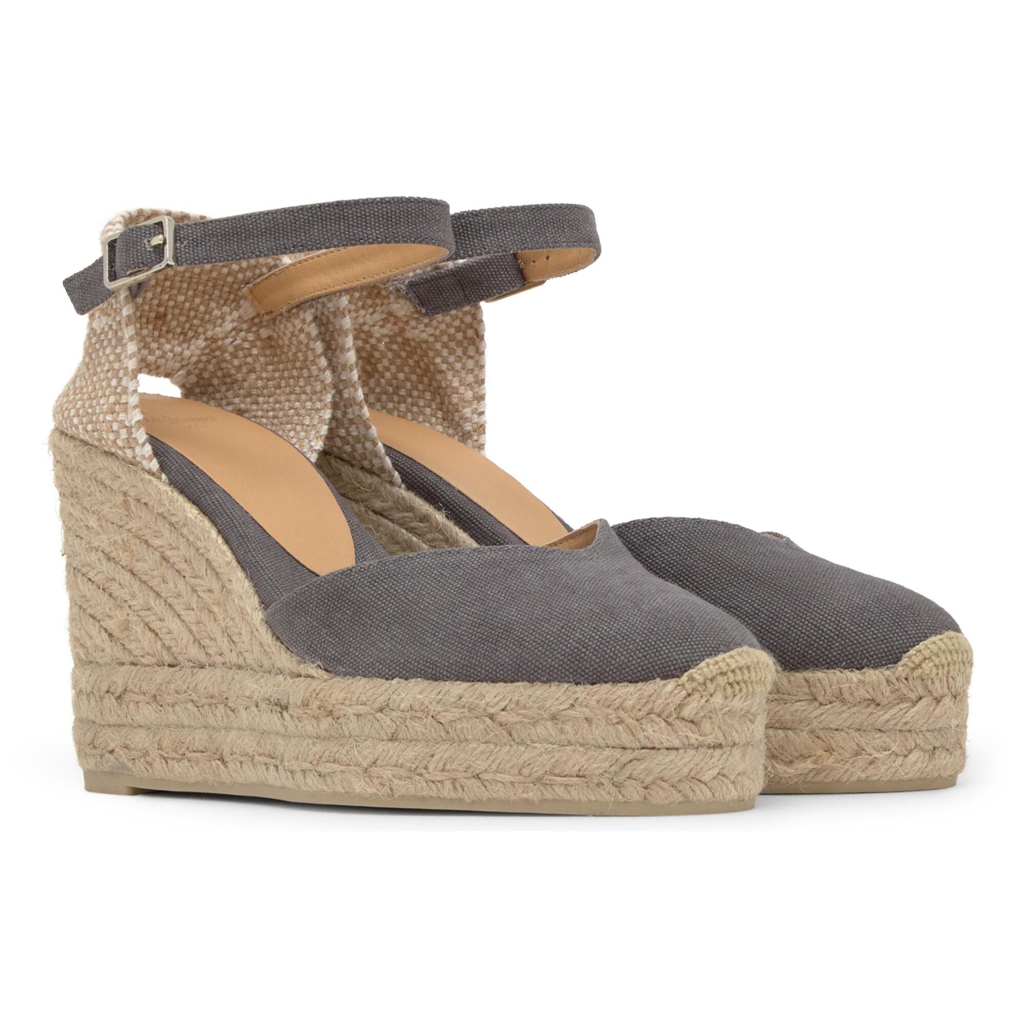 Alpargata de cuña Chiarita en algodón orgánico lavado con doble plataforma