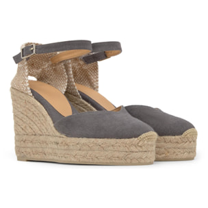 Alpargata de cuña Chiarita en algodón orgánico lavado con doble plataforma