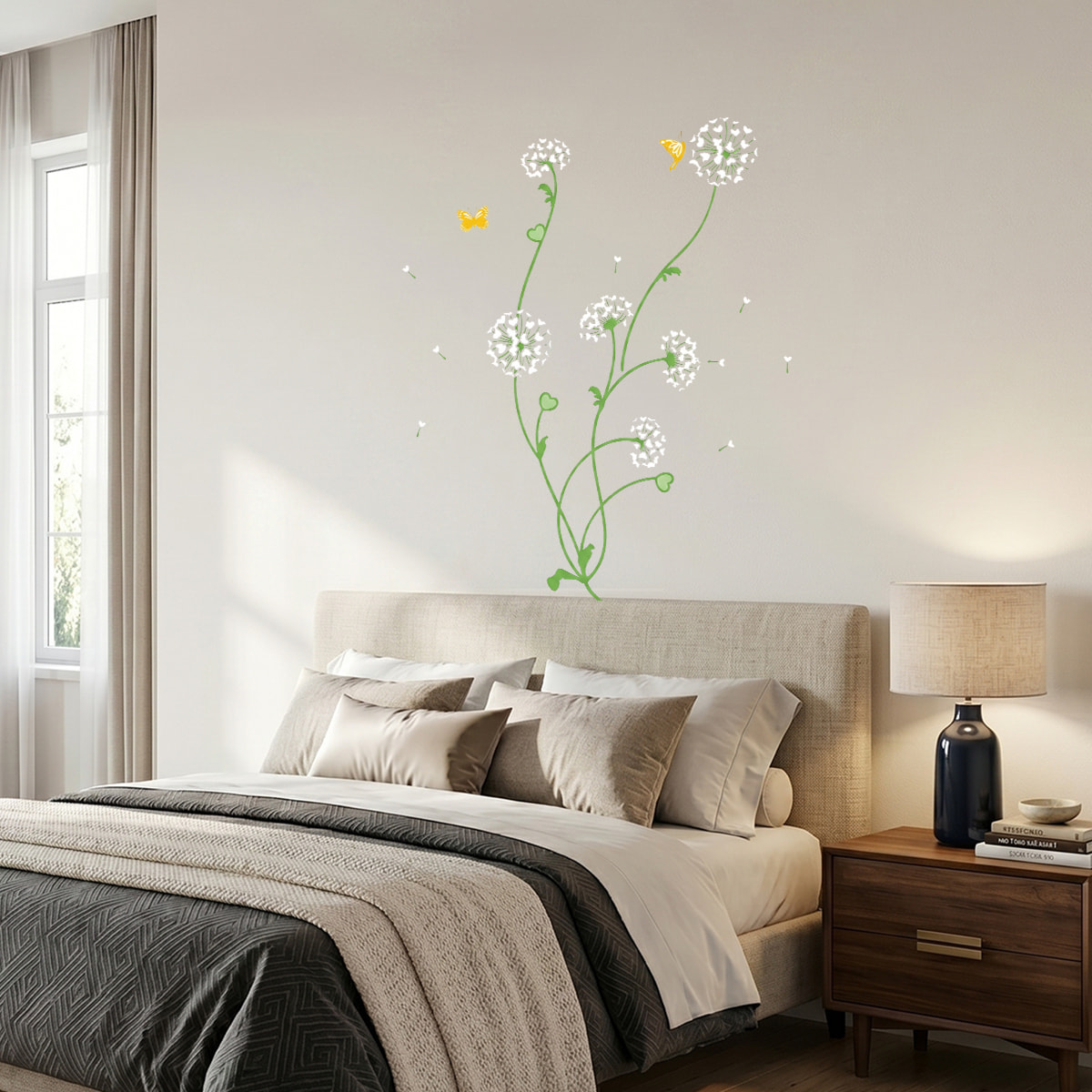 Stickers Muraux décoration adhésifs Fleurs pisenlits en coeurs