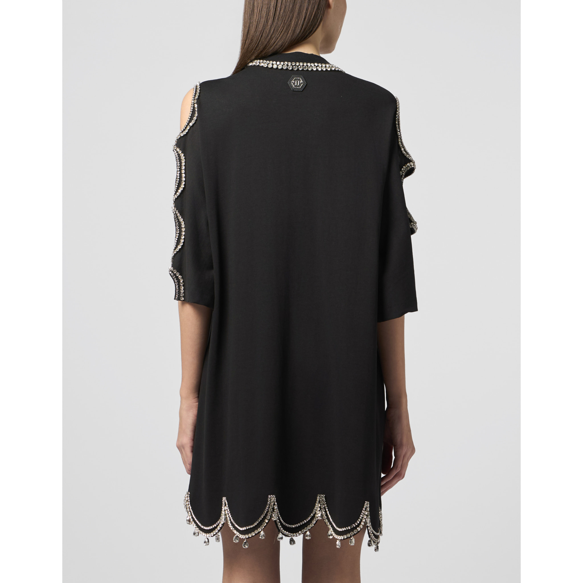 PHILIPP PLEIN Mini T-Shirt Dress Crystal Waves