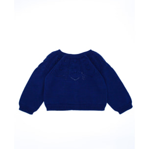 Jersey chaqueta de punto azul marino. Abertura con botones en el centro delantero.