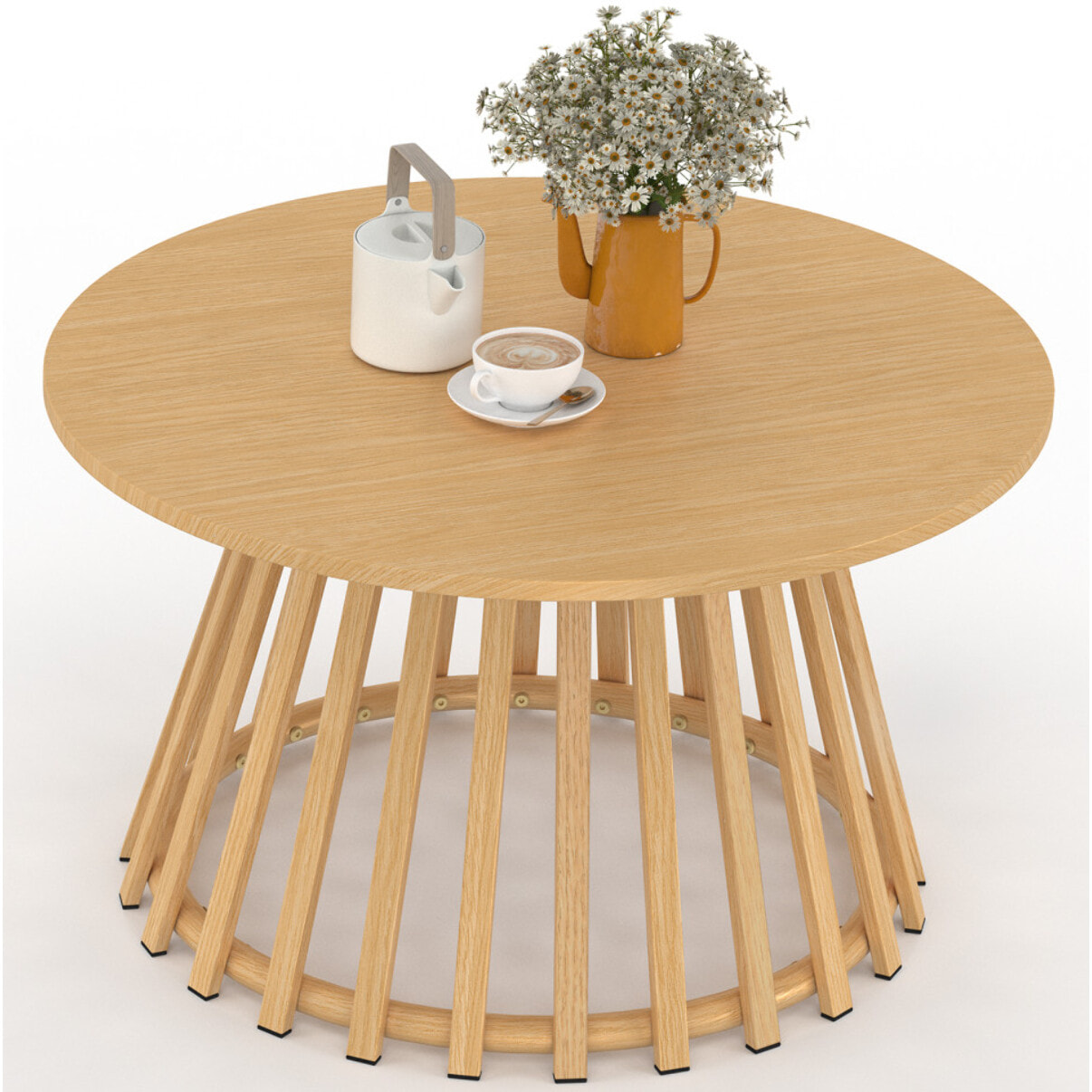 Table basse de jardin ronde Hortensia métal effet bois Ø70cm