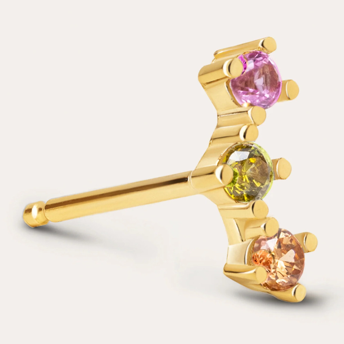 Orecchino Triple Spark Color Argento Placcato Oro