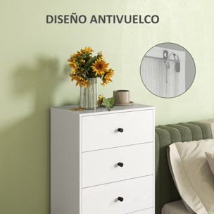 Cómoda con 5 Cajones Cómoda de Dormitorio Estrecha con Anti-vuelco Cajonera Alta para Salón Pasillo 47x29x95 cm Blanco