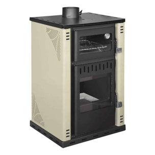Elsa - Stufa a legna con forno e boiler 38L 62x59xH102 cm, colore beige
