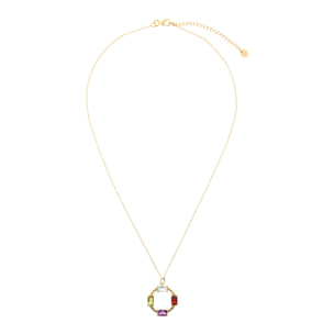 Collana in Argento 925 placcato Oro Giallo 18Kt con Pendente di Pietre Naturali Sfaccettate