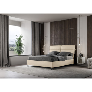 Letto matrimoniale contenitore imbottito 160x190 similpelle tortora Nandy