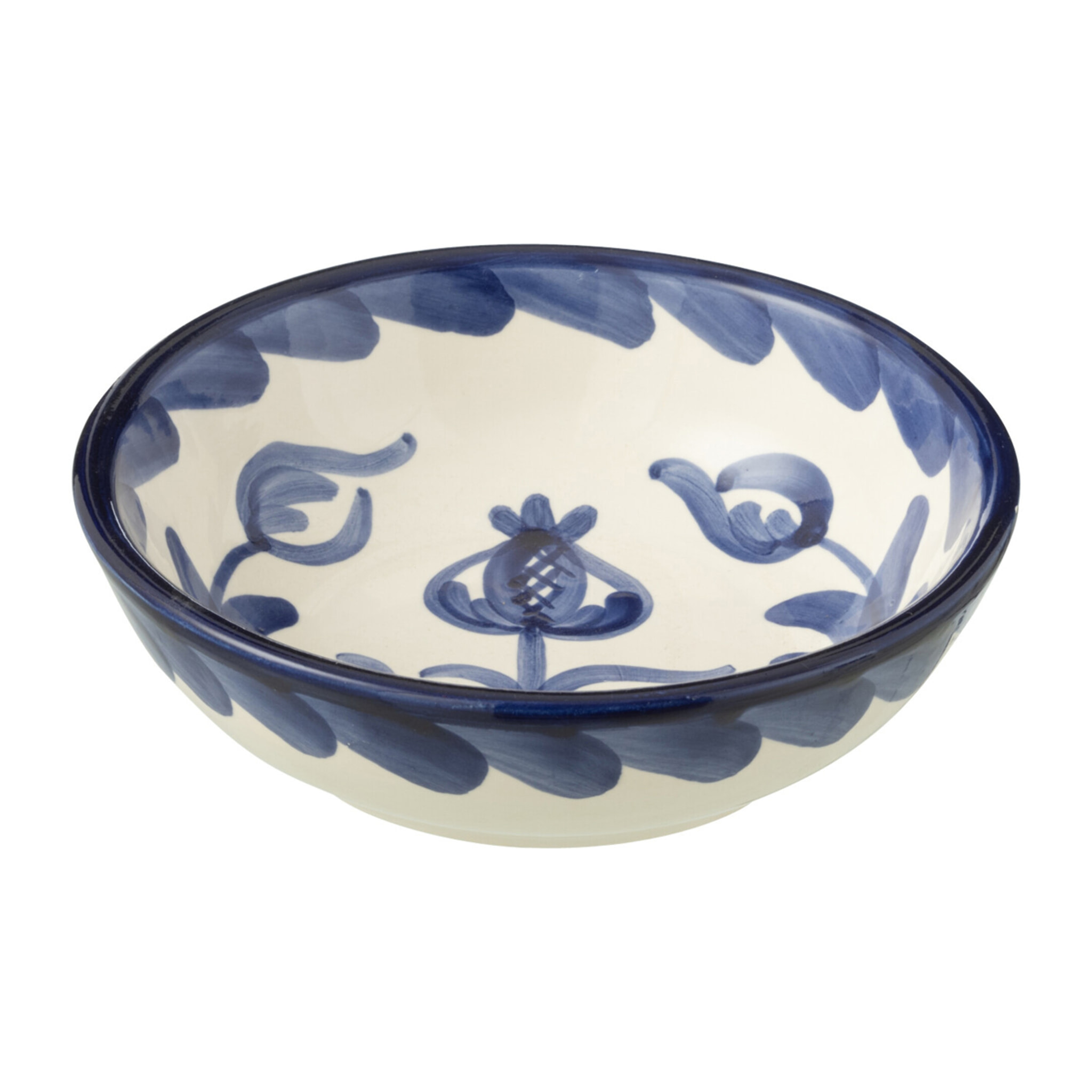 J-Line bol Granada Low - céramique - blanc/bleu - small - Ø 14 cm