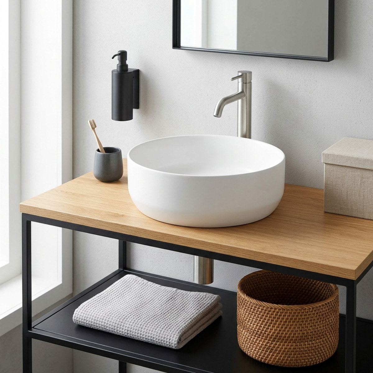 Vasque à poser ronde diamètre 39 cm - blanc mat - sans trop-plein - Infinitio SAT