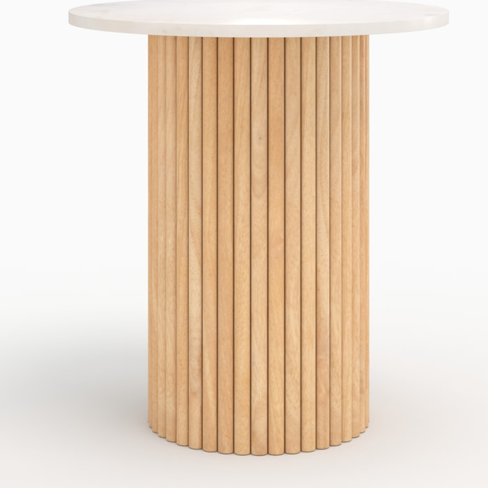 Table d'appoint en marbre et bois de manguier D40 cm - Agathe