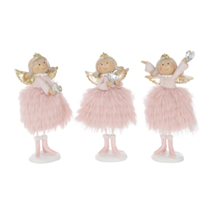 J-Line figurine Ange Coeur - polyrésine - rose - large - 3 pcs