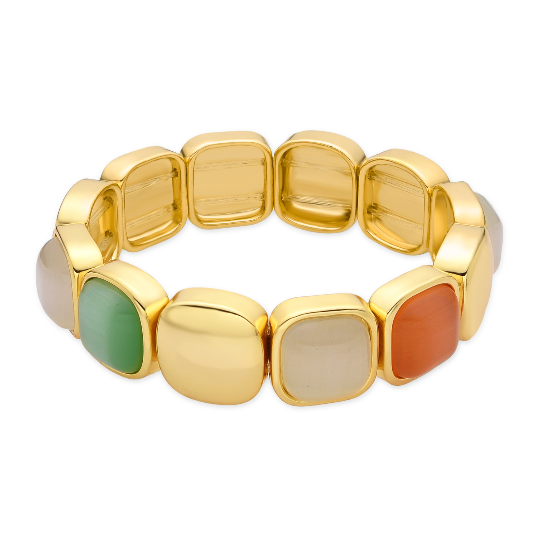 Pulsera con Ojo de Gato Multicolor acabado oro 18k
