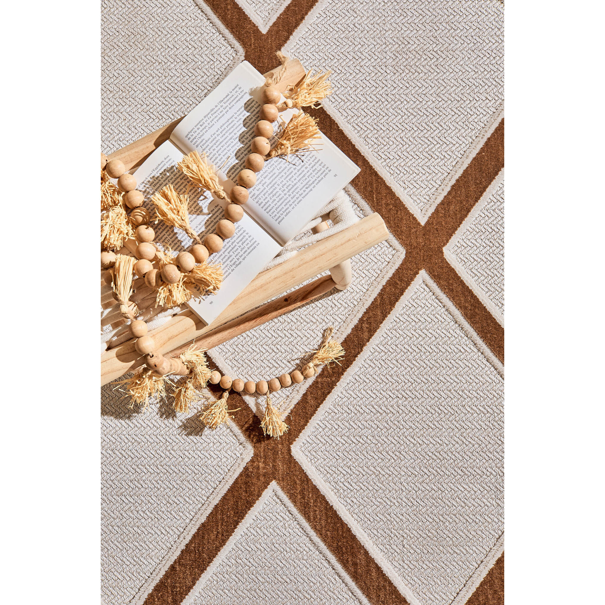 Tapis Loopin 328 beige 200x280 cm - Motif en relief - Indoor & Outdoor