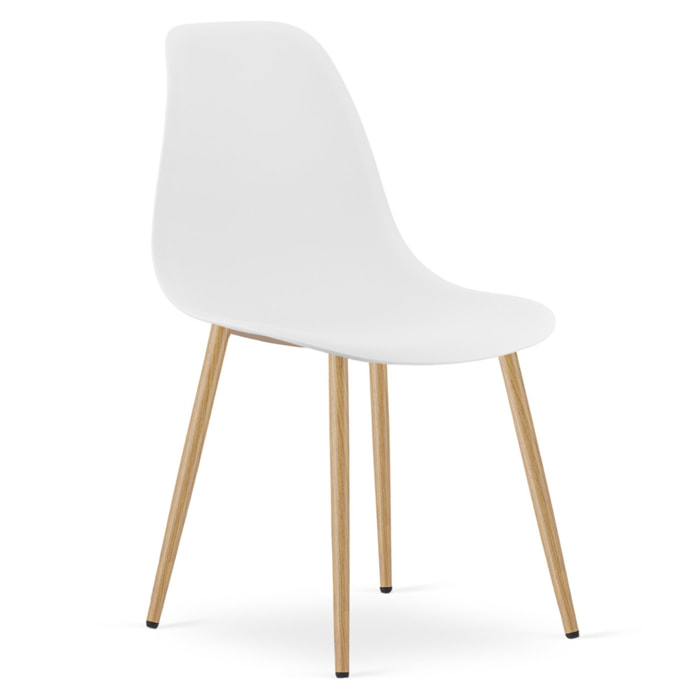 Set di 2 sedie scandinave WAT bianche con gambe effetto legno