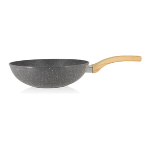 Wok en aluminium effet pierre 28cm - tous feux CANNELLE