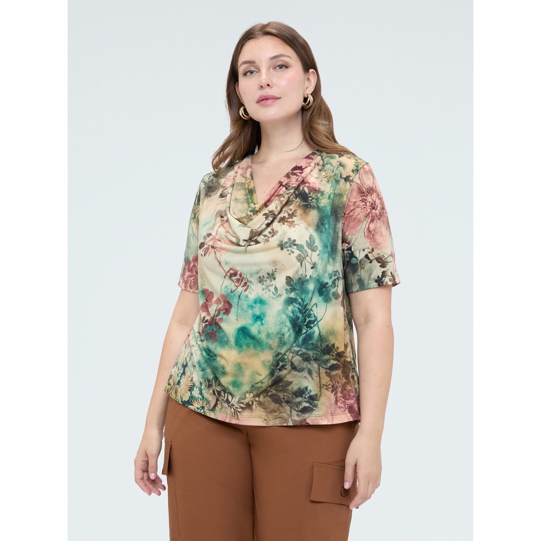 Fiorella Rubino - Camiseta de punto con estampado y cuello suave - Verde