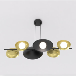 Lampada a sospensione Volum in acciaio nero e oro