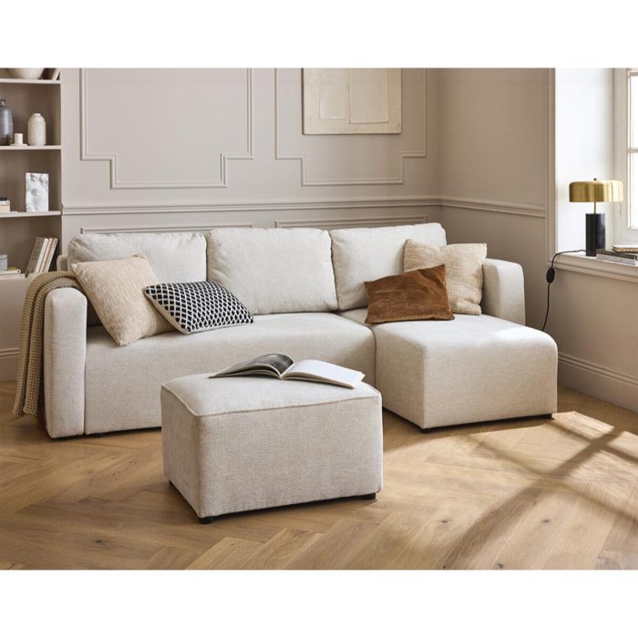 Canopy - canapé d'angle réversible - 4 places - convertible avec coffre - en tissu texturé - Beige