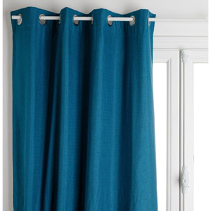 Rideau occultant 100% chiné et souple - Bleu Canard