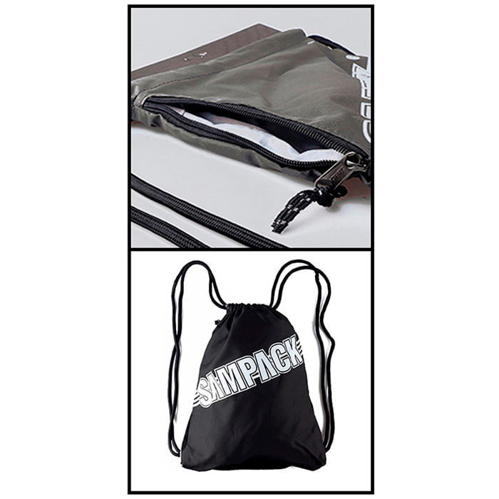 Borsa da sport blu navy con cordini e tasca laterale con zip.