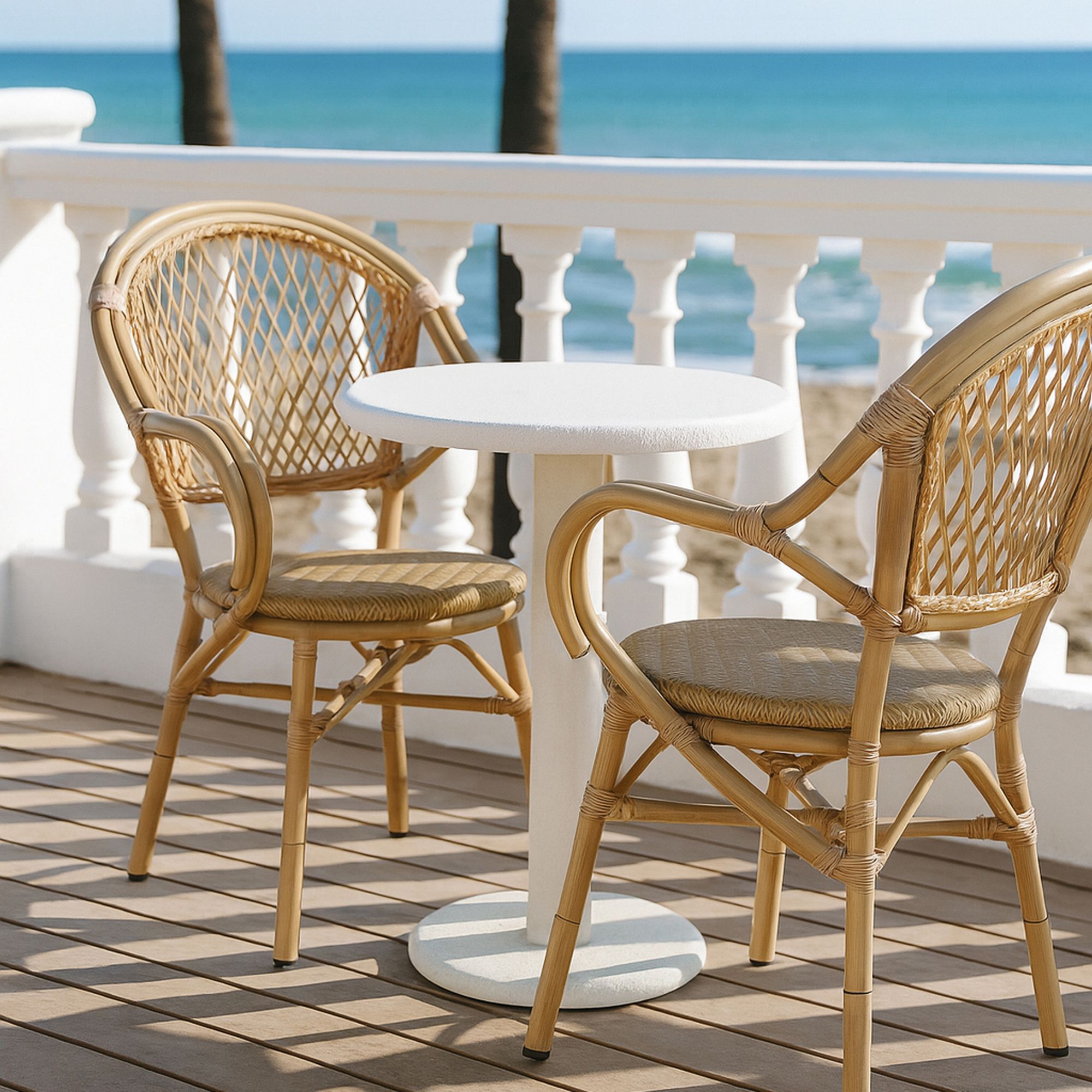 Lot de 2 fauteuils de table extérieur en rotin synthétique CAPRI