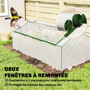 Mini serre de jardin à tomates 2 fenêtres enroulables 1,8L x 0,9l x 0,7H m blanc