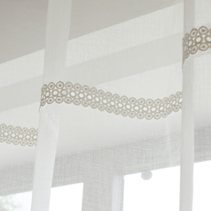 Paire de voilages avec ruban macramé - Blanc cassé