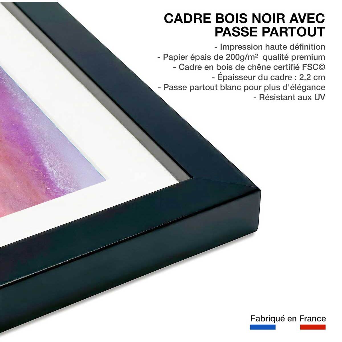 Poster orange bleue Affiche + cadre en bois - Noir