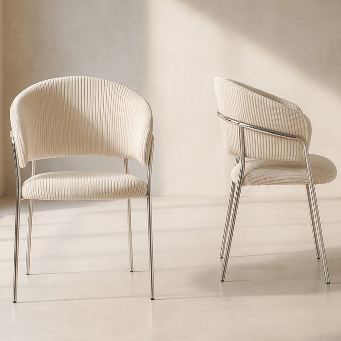 Lot de 2 chaises piètement chromé - ISYA
